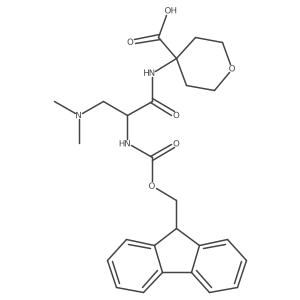 4-[(2S)-3-(dimethylamino)-2-({[(9H-fluoren-9-yl)methoxy]carbonyl}amino)propanamido]oxane-4-carboxylic acid结构式