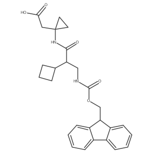 2-{1-[2-cyclobutyl-3-({[(9H-fluoren-9-yl)methoxy]carbonyl}amino)propanamido]cyclopropyl}acetic acid Structure