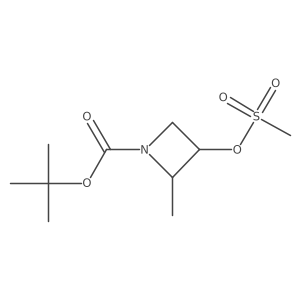 Tert-butyl 2-methyl-3-((methylsulfonyl)oxy)azetidine-1-carboxylate结构式