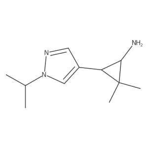 rac-(1R,3R)-2,2-dimethyl-3-[1-(propan-2-yl)-1H-pyrazol-4-yl]cyclopropan-1-amine结构式