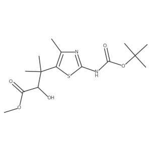 Methyl 3-(2-{[(tert-butoxy)carbonyl]amino}-4-methyl-1,3-thiazol-5-yl)-2-hydroxy-3-methylbutanoate结构式