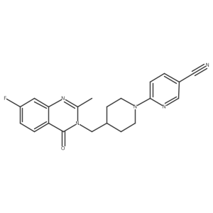 6-{4-[(7-Fluoro-2-methyl-4-oxo-3,4-dihydroquinazolin-3-yl)methyl]piperidin-1-yl}pyridine-3-carbonitrile结构式
