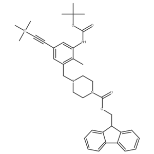 (9H-fluoren-9-yl)methyl 4-[(3-{[(tert-butoxy)carbonyl]amino}-2-methyl-5-[2-(trimethylsilyl)ethynyl]phenyl)methyl]piperazine-1-carboxylate Structure
