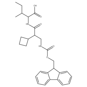 (2S)-2-[2-cyclobutyl-3-({[(9H-fluoren-9-yl)methoxy]carbonyl}amino)propanamido]-3-methylpentanoic acid Structure