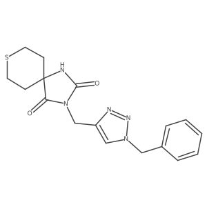 3-[(1-benzyl-1H-1,2,3-triazol-4-yl)methyl]-8-thia-1,3-diazaspiro[4.5]decane-2,4-dione结构式