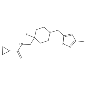 N-({4-fluoro-1-[(3-methyl-1,2-oxazol-5-yl)methyl]piperidin-4-yl}methyl)cyclopropanecarboxamide结构式