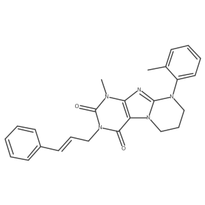 3-cinnamyl-1-methyl-9-(o-tolyl)-6,7,8,9-tetrahydropyrimido[2,1-f]purine-2,4(1H,3H)-dione结构式