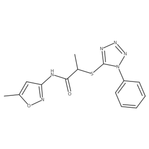 N-(5-methyl-1,2-oxazol-3-yl)-2-[(1-phenyl-1H-tetrazol-5-yl)sulfanyl]propanamide结构式