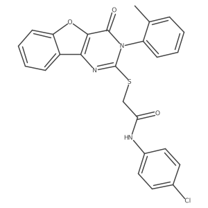 N-(4-chlorophenyl)-2-((4-oxo-3-(o-tolyl)-3,4-dihydrobenzofuro[3,2-d]pyrimidin-2-yl)thio)acetamide结构式