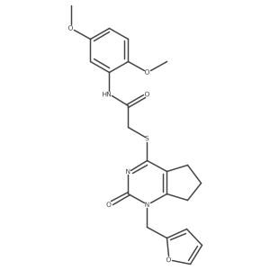 N-(2,5-dimethoxyphenyl)-2-((1-(furan-2-ylmethyl)-2-oxo-2,5,6,7-tetrahydro-1H-cyclopenta[d]pyrimidin-4-yl)thio)acetamide结构式