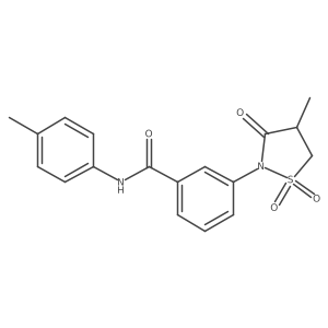 3-(4-methyl-1,1-dioxido-3-oxoisothiazolidin-2-yl)-N-(p-tolyl)benzamide结构式