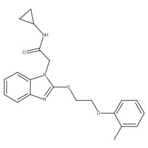N-cyclopropyl-2-{2-[2-(2-methylphenoxy)ethylthio]benzimidazolyl}acetamide结构式