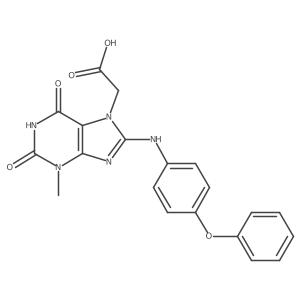2-(3-methyl-2,6-dioxo-8-((4-phenoxyphenyl)amino)-2,3-dihydro-1H-purin-7(6H)-yl)acetic acid结构式