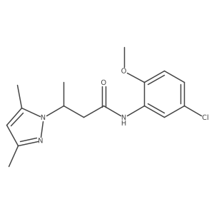N-(5-chloro-2-methoxyphenyl)-3-(3,5-dimethyl-1H-pyrazol-1-yl)butanamide结构式