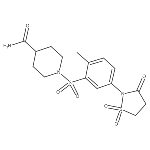 1-((5-(1,1-Dioxido-3-oxoisothiazolidin-2-yl)-2-methylphenyl)sulfonyl)piperidine-4-carboxamide结构式