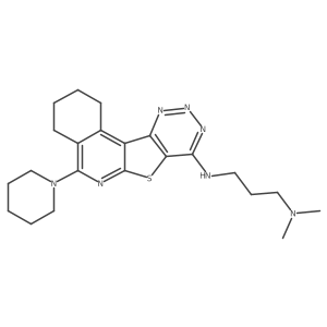 N',N'-dimethyl-N-(8-piperidin-1-yl-11-thia-9,14,15,16-tetrazatetracyclo[8.7.0.02,7.012,17]heptadeca-1(10),2(7),8,12(17),13,15-hexaen-13-yl)propane-1,3-diamine Structure