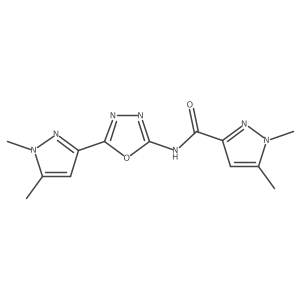 N-[5-(1,5-dimethyl-1H-pyrazol-3-yl)-1,3,4-oxadiazol-2-yl]-1,5-dimethyl-1H-pyrazole-3-carboxamide结构式