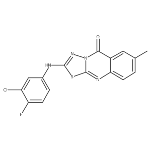 2-[(3-chloro-4-fluorophenyl)amino]-7-methyl-5H-[1,3,4]thiadiazolo[2,3-b]quinazolin-5-one结构式