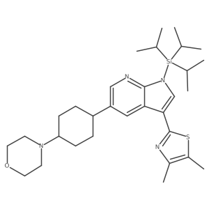 3-(4,5-dimethylthiazol-2-yl)-5-((1r,4r)-4-morpholinocyclohexyl)-1-(triisopropylsilyl)-1H-pyrrolo[2,3-b]pyridine结构式