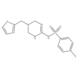 4-fluoro-N-[5-(furan-2-ylmethyl)-1,4,5,6-tetrahydro-1,3,5-triazin-2-yl]benzenesulfonamide Structure