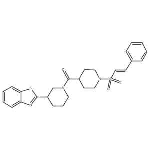 2-{1-[1-(2-Phenylethenesulfonyl)piperidine-4-carbonyl]piperidin-3-yl}-1,3-benzothiazole结构式