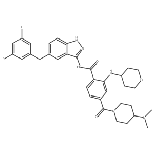 N-[5-[(3,5-difluorophenyl)methyl]-1H-indazol-3-yl]-4-[[4-(dimethylamino)-1-piperidinyl]carbonyl]-2-[(tetrahydro-2H-pyran-4-yl)amino]Benzamide结构式