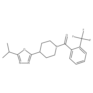 (4-(5-Isopropyl-1,3,4-oxadiazol-2-yl)piperidin-1-yl)(2-(trifluoromethyl)phenyl)methanone Structure