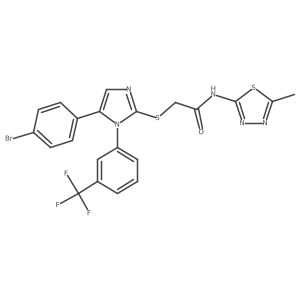 2-((5-(4-bromophenyl)-1-(3-(trifluoromethyl)phenyl)-1H-imidazol-2-yl)thio)-N-(5-methyl-1,3,4-thiadiazol-2-yl)acetamide结构式