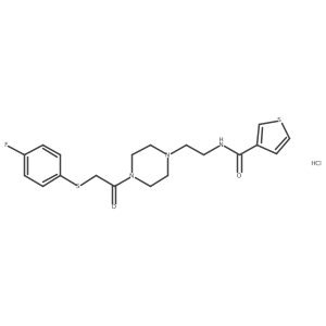 N-(2-(4-(2-((4-fluorophenyl)thio)acetyl)piperazin-1-yl)ethyl)thiophene-3-carboxamide hydrochloride Structure