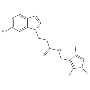 3-(6-bromo-1H-indol-1-yl)-N-[(1,3,5-trimethyl-1H-pyrazol-4-yl)methyl]propanamide结构式