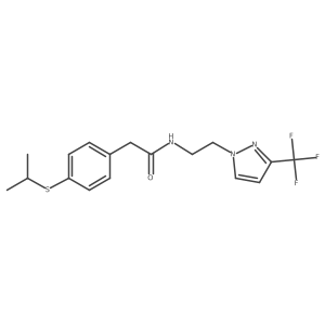2-(4-(isopropylthio)phenyl)-N-(2-(3-(trifluoromethyl)-1H-pyrazol-1-yl)ethyl)acetamide结构式