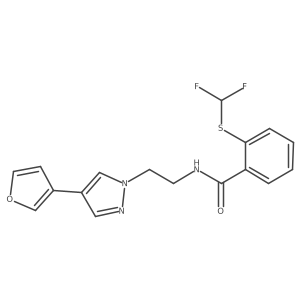 2-[(difluoromethyl)sulfanyl]-N-{2-[4-(furan-3-yl)-1H-pyrazol-1-yl]ethyl}benzamide结构式