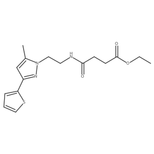 ethyl 4-((2-(5-methyl-3-(thiophen-2-yl)-1H-pyrazol-1-yl)ethyl)amino)-4-oxobutanoate结构式