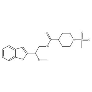 N-(2-(benzofuran-2-yl)-2-methoxyethyl)-1-(methylsulfonyl)piperidine-4-carboxamide结构式