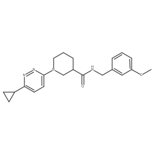 1-(6-cyclopropylpyridazin-3-yl)-N-(3-methoxybenzyl)piperidine-3-carboxamide结构式