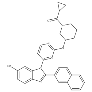 (S)-Cyclopropyl(3-((4-(6-hydroxy-2-(naphthalen-2-yl)-1H-benzo[d]imidazol-1-yl)pyrimidin-2-yl)amino)piperidin-1-yl)methanone Structure