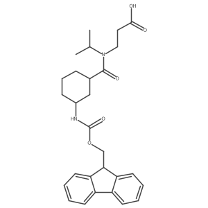 rac-3-{1-[(1R,3S)-3-({[(9H-fluoren-9-yl)methoxy]carbonyl}amino)cyclohexyl]-N-(propan-2-yl)formamido}propanoic acid结构式