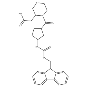 rac-2-{4-[(1R,3S)-3-({[(9H-fluoren-9-yl)methoxy]carbonyl}amino)cyclopentanecarbonyl]thiomorpholin-3-yl}acetic acid结构式
