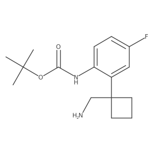 tert-butyl N-{2-[1-(aminomethyl)cyclobutyl]-4-fluorophenyl}carbamate结构式
