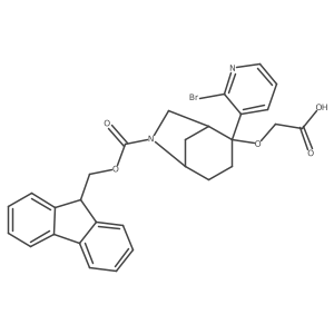 2-{[2-(2-bromopyridin-3-yl)-6-{[(9H-fluoren-9-yl)methoxy]carbonyl}-6-azabicyclo[3.2.1]octan-2-yl]oxy}acetic acid结构式