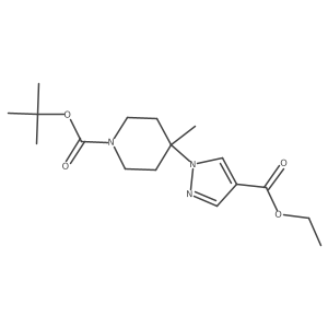 tert-butyl 4-(4-(ethoxycarbonyl)-1H-pyrazol-1-yl)-4-methylpiperidine-1-carboxylate Structure