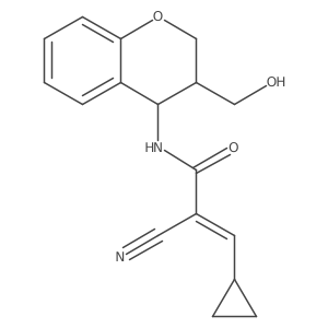 (E)-2-Cyano-3-cyclopropyl-N-[(3R,4R)-3-(hydroxymethyl)-3,4-dihydro-2H-chromen-4-yl]prop-2-enamide Structure