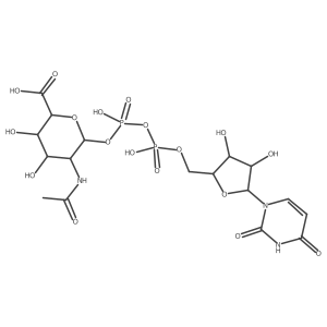 (2s,3s,4r,5r,6r)-5-Acetamido-6-[[[(2r,3s,4r,5r)-5-(2,4-Dioxopyrimidin-1-Yl)-3,4-Dihydroxy-Oxolan-2-Yl]methoxy-Hydroxy-Phosphoryl]oxy-Hydroxy-Phosphoryl]oxy-3,4-Dihydroxy-Oxane-2-Carboxylic Acid Structure