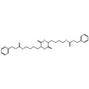 Carbamic acid, [(3,6-dioxo-2,5-piperazinediyl)di-4,1-butanediyl]bis-, bis(phenylmethyl) ester结构式