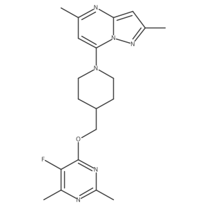4-[(1-{2,5-Dimethylpyrazolo[1,5-a]pyrimidin-7-yl}piperidin-4-yl)methoxy]-5-fluoro-2,6-dimethylpyrimidine结构式
