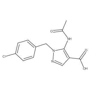 1-[(4-chlorophenyl)methyl]-5-acetamido-1H-pyrazole-4-carboxylic acid结构式
