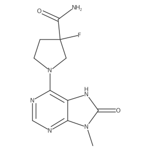 3-fluoro-1-(9-methyl-8-oxo-8,9-dihydro-7H-purin-6-yl)pyrrolidine-3-carboxamide结构式