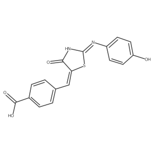 4-((Z)-((Z)-2-((4-hydroxyphenyl)imino)-4-oxothiazolidin-5-ylidene)methyl)benzoic acid结构式