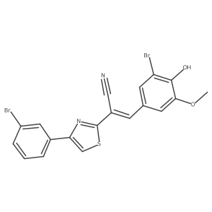(E)-3-(3-bromo-4-hydroxy-5-methoxyphenyl)-2-(4-(3-bromophenyl)thiazol-2-yl)acrylonitrile Structure