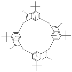 2,2',2'',2'''-((15,35,55,75-Tetra-tert-butyl-2,4,6,8-tetrathia-1,3,5,7(1,3)-tetrabenzenacyclooctaphane-12,32,52,72-tetrayl)tetrakis(oxy))tetraacetic acid Structure